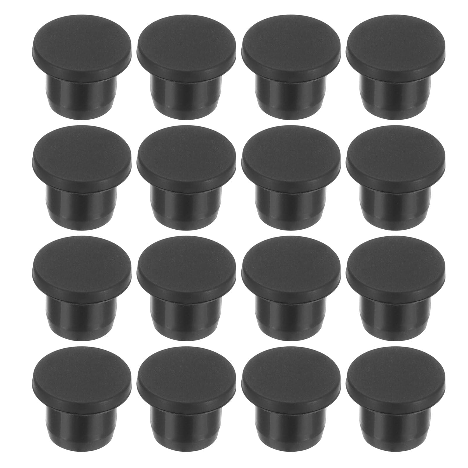 PATIKIL 12mm Diameter Rubber Hole Plugs, 16 Pcs Silicone Rubber Round Hole Stoppers for 11-12mm Hole, Black