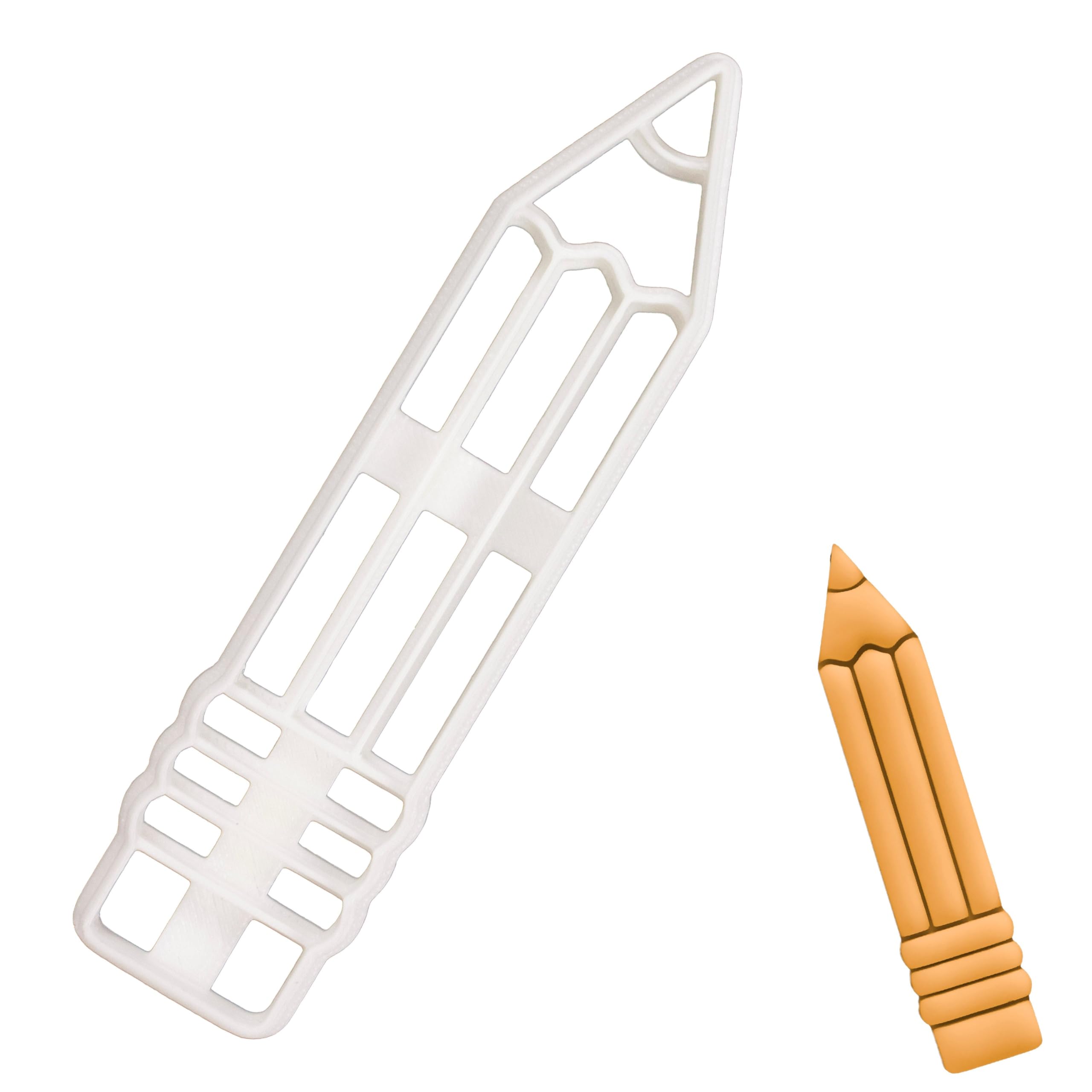 BAKERLOGY Back to School Pencil Cookie Cutter - Detailed Biscuit Cutter Design for Baking and Crafts, Ideal on Fondant, Dough, Clay