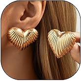 Valentines Heart Stud Earrings for Women Textured Gold Silver Valentines Day Outfit Galentines Gifts Jewelry