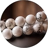 Bidyingvic 100 pcs 8mm Natural Gemstone Beads for Jewelry Making, White Turquoise Round Smooth Healing Agate Stone Beads Bulk