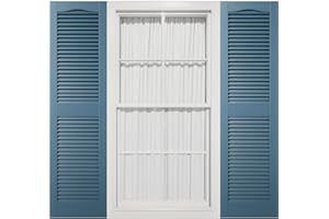 14 1/2"W x 43"H Mid-America Vinyl, Standard Size Cathedral Top Center Mullion, Open Louver Shutter, w/Installation Shutter-Lo