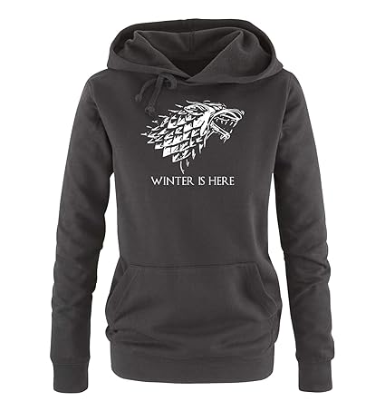 Just Style It - Winter is Here - Stark Wolf Vintage - Game of Thrones - Damen Hoodie - Kapuze, Kängurutasche, Langarm, Print-