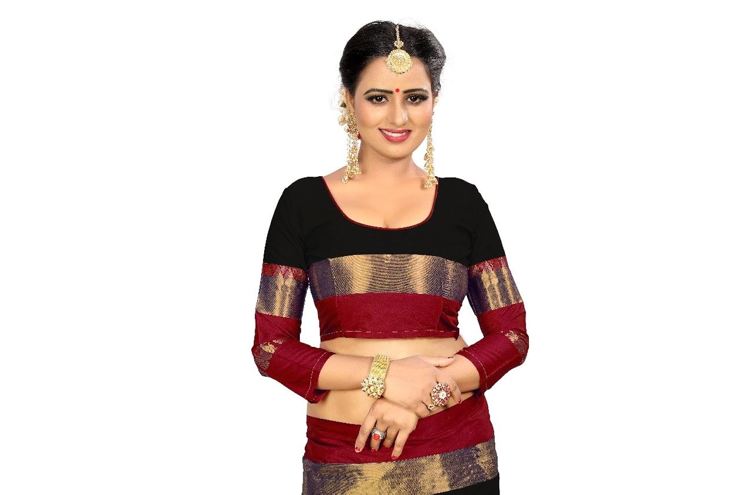 vinayak trendz women's cotton silk saree with blouse piece