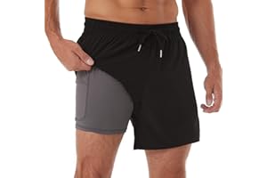 BRISIRA Mens Swim Trunks Bathing Suit 5 Inch Inseam Compression Liner Beach Swim Shorts Swimwear Quick Dry Zipper Pocket