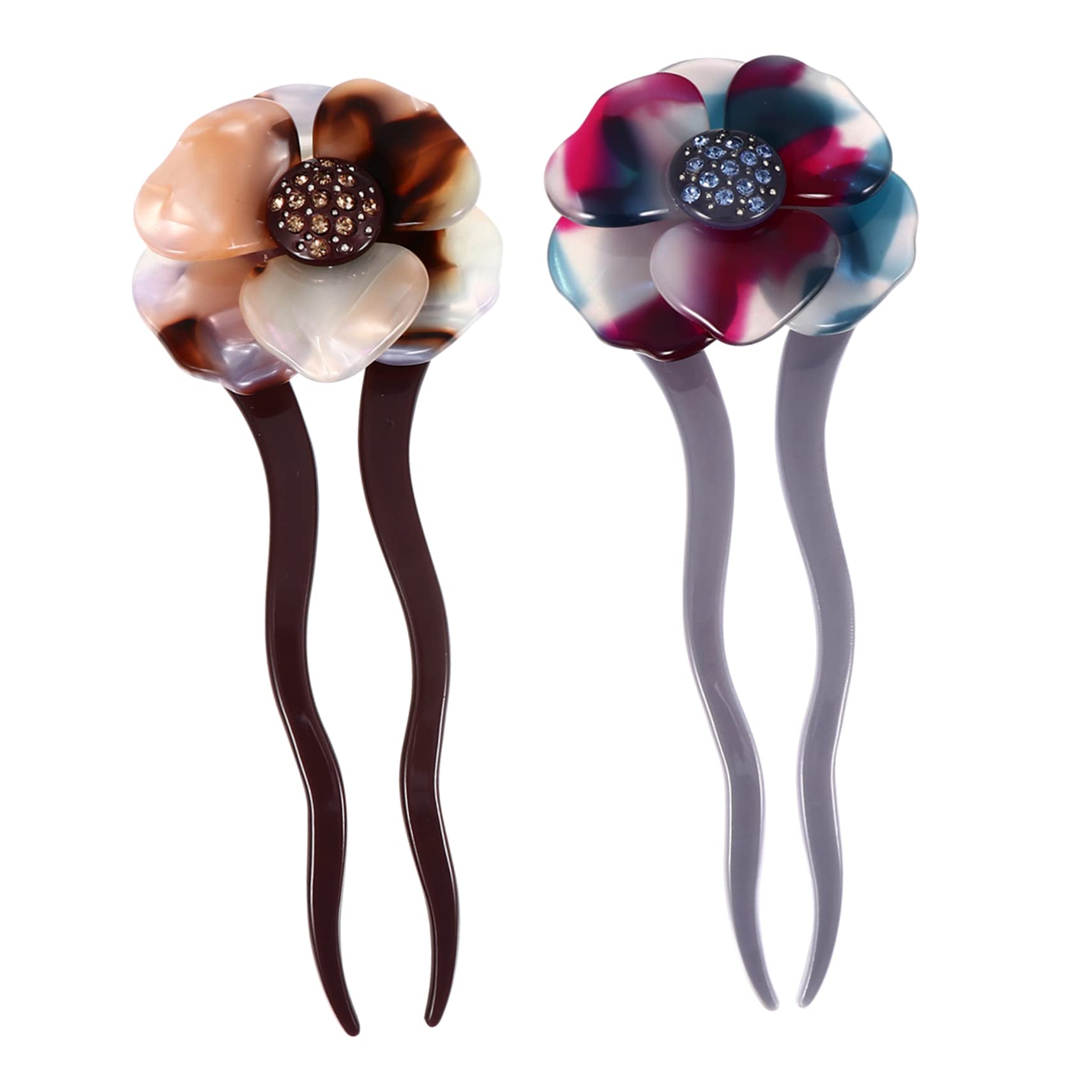 SKISUNO Traditional Floral Hairpin Decorative Rhinestone Hair Chopsticks for Women Retro Sticks for Buns Elegant Decor Accessories Vintage Chinese Style Sticks