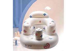 Amzone Baby Seat Up Chair 3-36 Months, Baby Shower Chair,Inflatable Seat for Babies, Built in Air Pump, Infant Toddler Chair for Sitting Up, Portable Baby Shower Chair Floor Seater Gifts - Strawberry