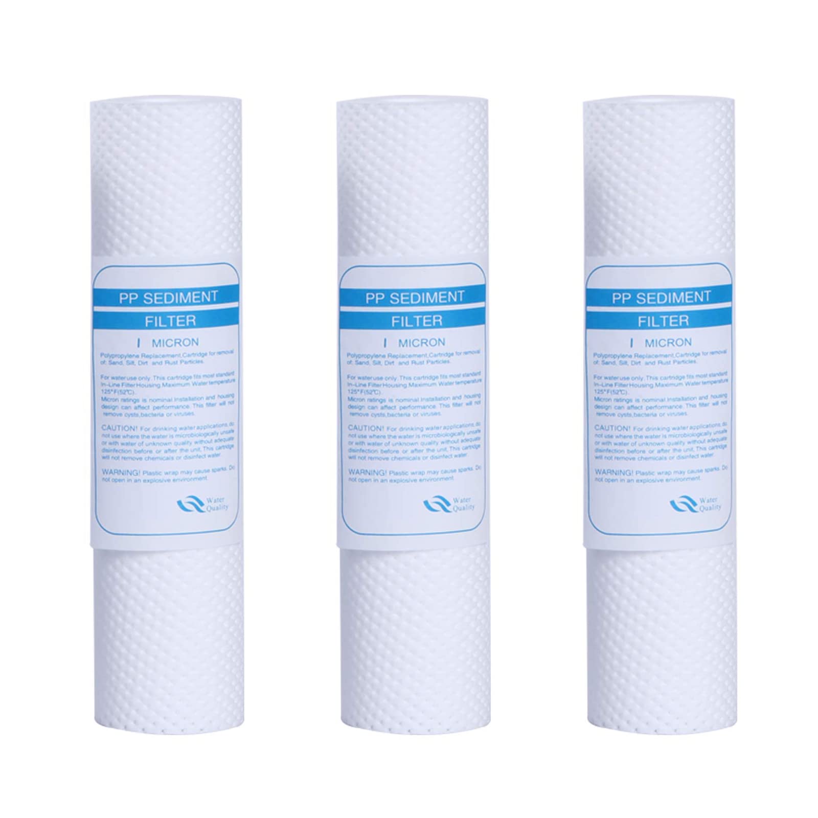 HUINING 1 Micron Precipitation Water Filter, 3 Packages, 2.5“x 10 ",Used for Cleaning Water, Suitable for All Reverse Osmosis Household Systems.(PP-3PCS)
