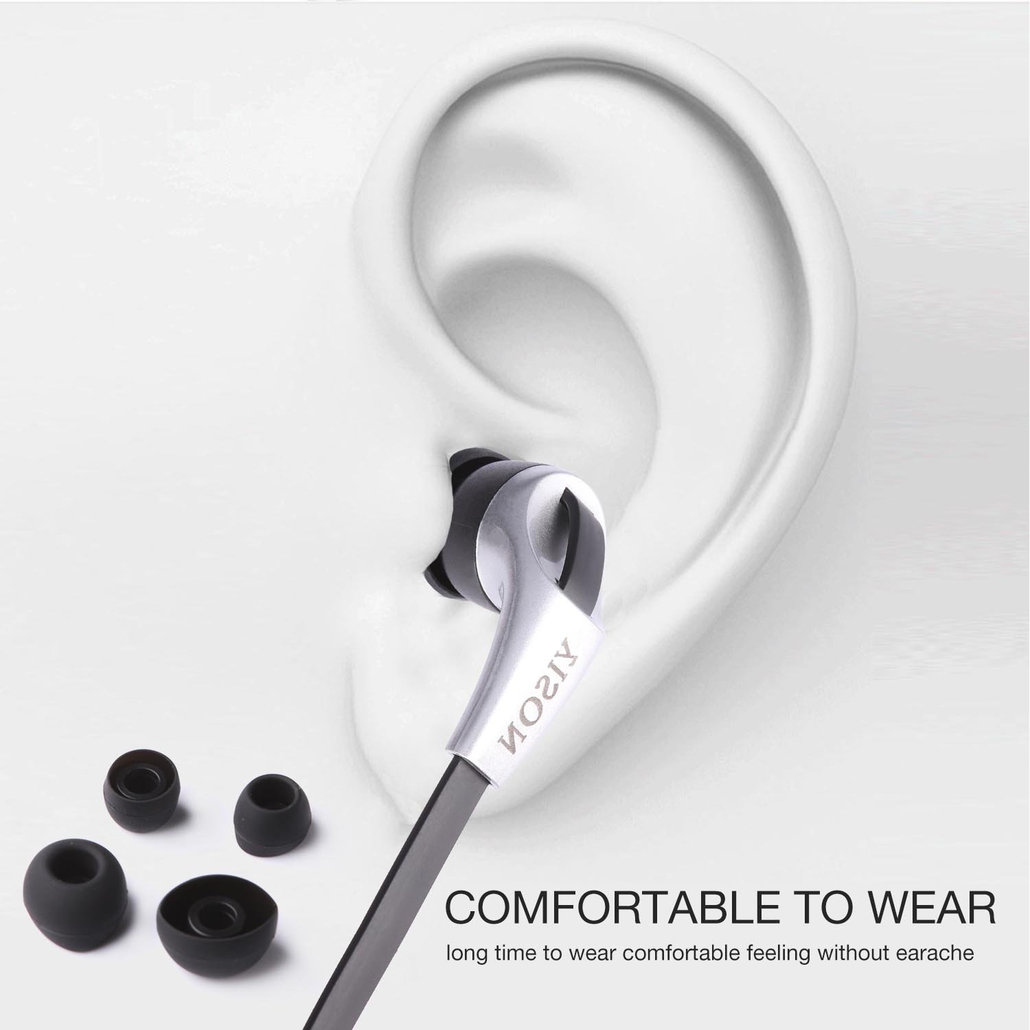 Earphones Fashion, In Ear Earbuds, Noise Isolating Lightweight Wired 3.5MM Headphones with Microphone Control, Stereo Earbuds For Ios and Android,Laptop and MP3/4 Music Players(Black/Silver)