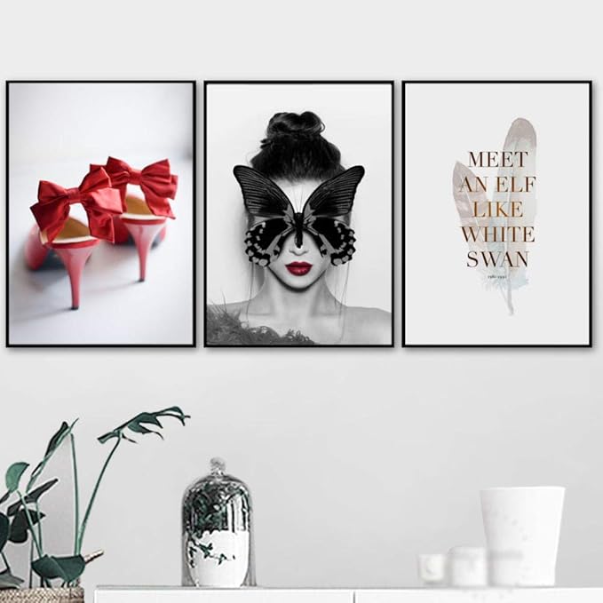 Tougmoo Schmetterling Mode Mädchen Parfüm High Heels Wandkunst Leinwand