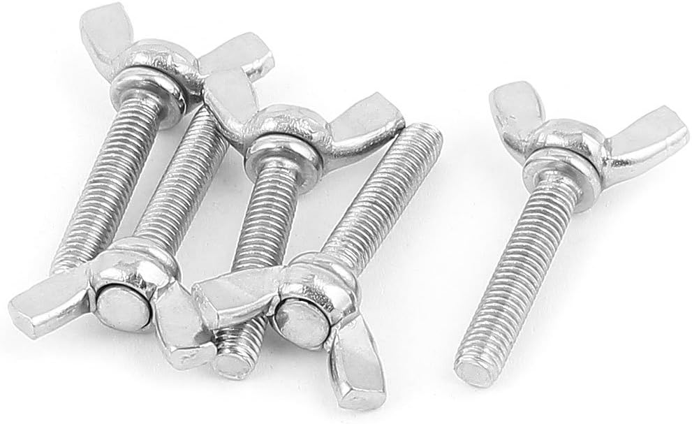 sourcingmap 5mm x 25mm 304 Stainless Steel Wing Head Screw Bolts