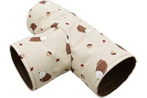 YMID SELECT Handmade Small Animal 3-Way Hideout Tunnel Collapsible Pet Play Toy Tunnel Tube for Dwarf Rabbit Hamster Guinea Pig Chinchilla Sugar Glider Hedgehog (Beige)