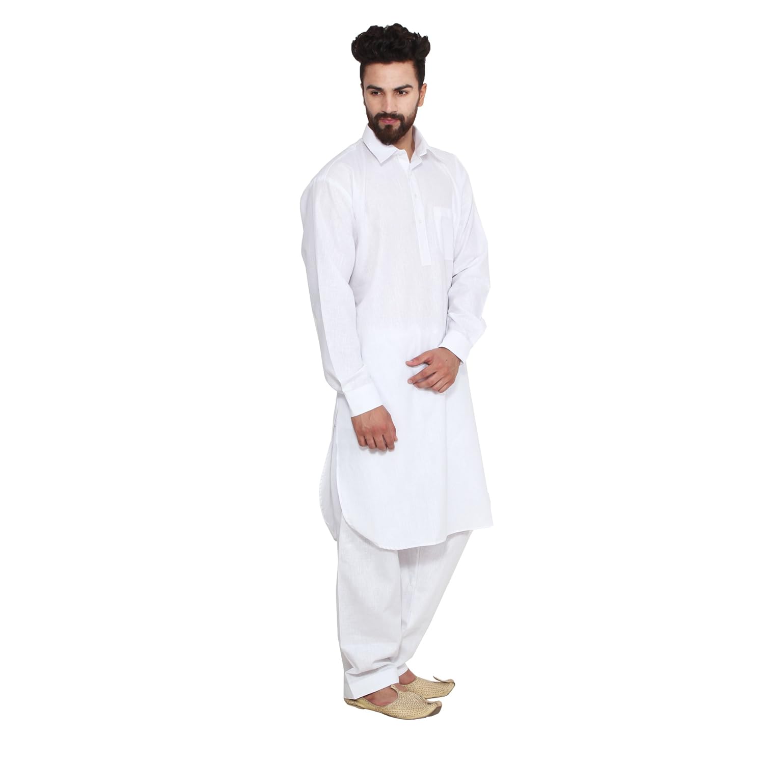 sojanya (since 1958) men's white cotton linen pathani kurta salwar