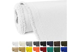 GeeComfy Waterproof Canvas Fabric by The Yard 58" W 600D Upholstery Polyester Material Indoor Outdoor Water Resistant Fabric for Chair Cushion Furniture Cover Sewing DIY Cloth, 1 Yard White