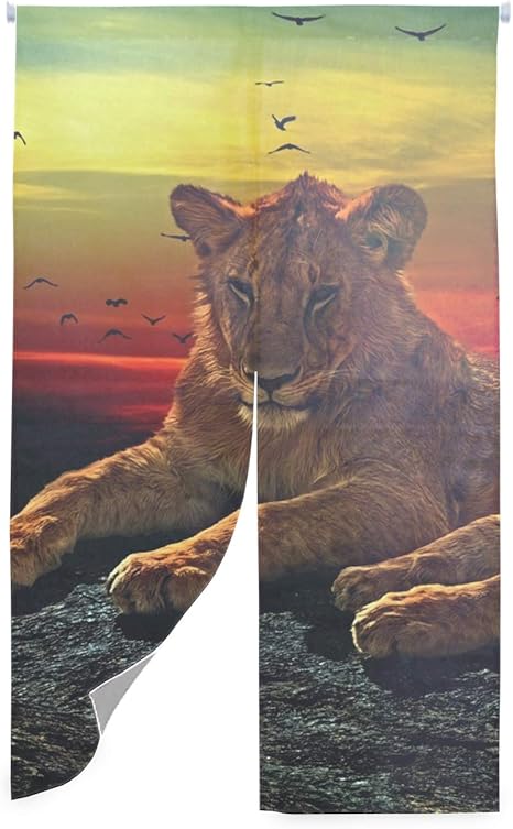 Amazon のれん ワイルドライオン 目隠し 間仕切り 暖簾 おしゃれ 北欧 可愛い 子供 のれん オンライン通販