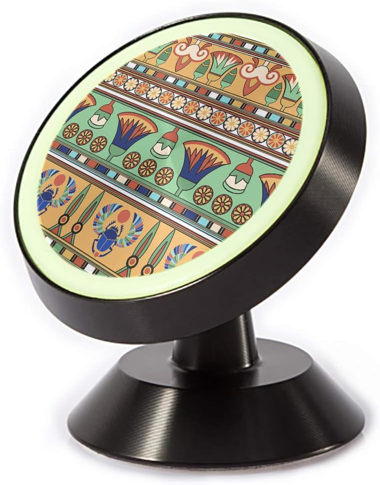 Tinmun Magnetic Phone Car Mount, Egyptian Pattern Flower Papyrus Ancient Universal Car Phone Holder for Dashboard