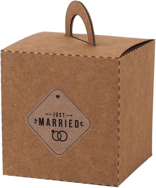 Cajas en cartón Kraft - Asa (8 u.): Amazon.es: Hogar