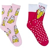 Bananya Crew Socks (2 Pair) - Fits Ladies Shoe Size 4-10
