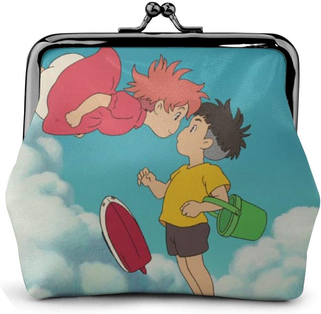 Coin Purse Anime Girl Ponyo On The Cliff Coin Purse Wallet Purses Credit Cards Pouch Kiss Lock Exquisite Buckle Make Up Cellphone Women Leather Cash Coin Purses Wallets