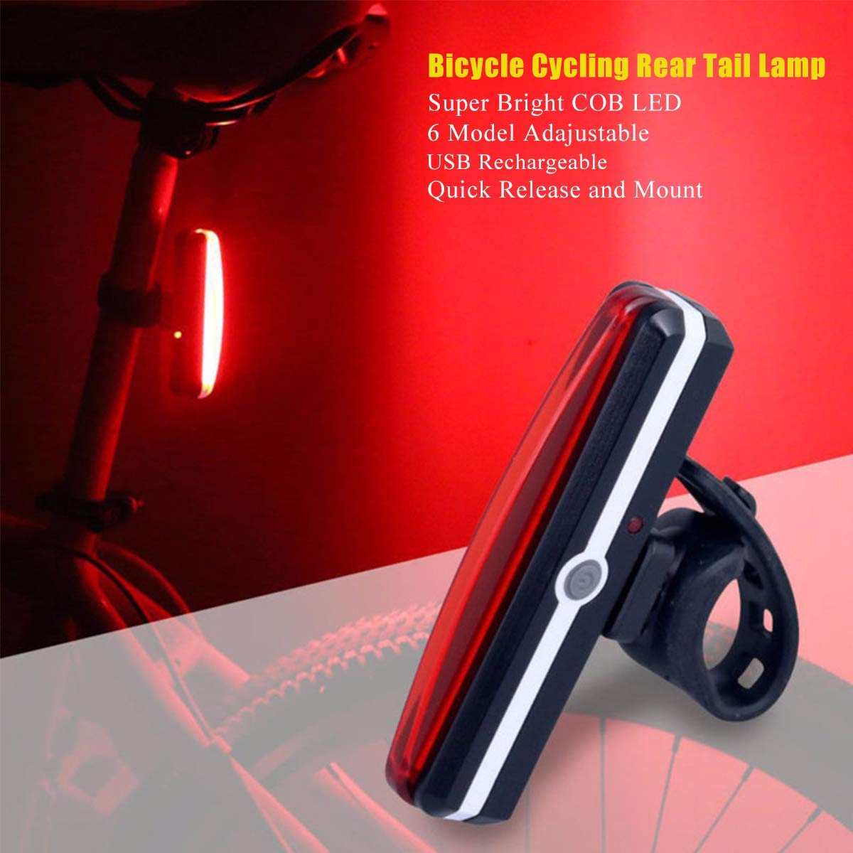 Bicycle Cycling Rear Tail Lamp, MASO LED USB Rechargeable Bike Tail Light Waterproof Reflectors Warning Lighting