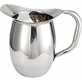 Winco WPB-2C Deluxe Bell Pitcher with Ice Catcher, 2-Quart, Stainless Steel, Medium