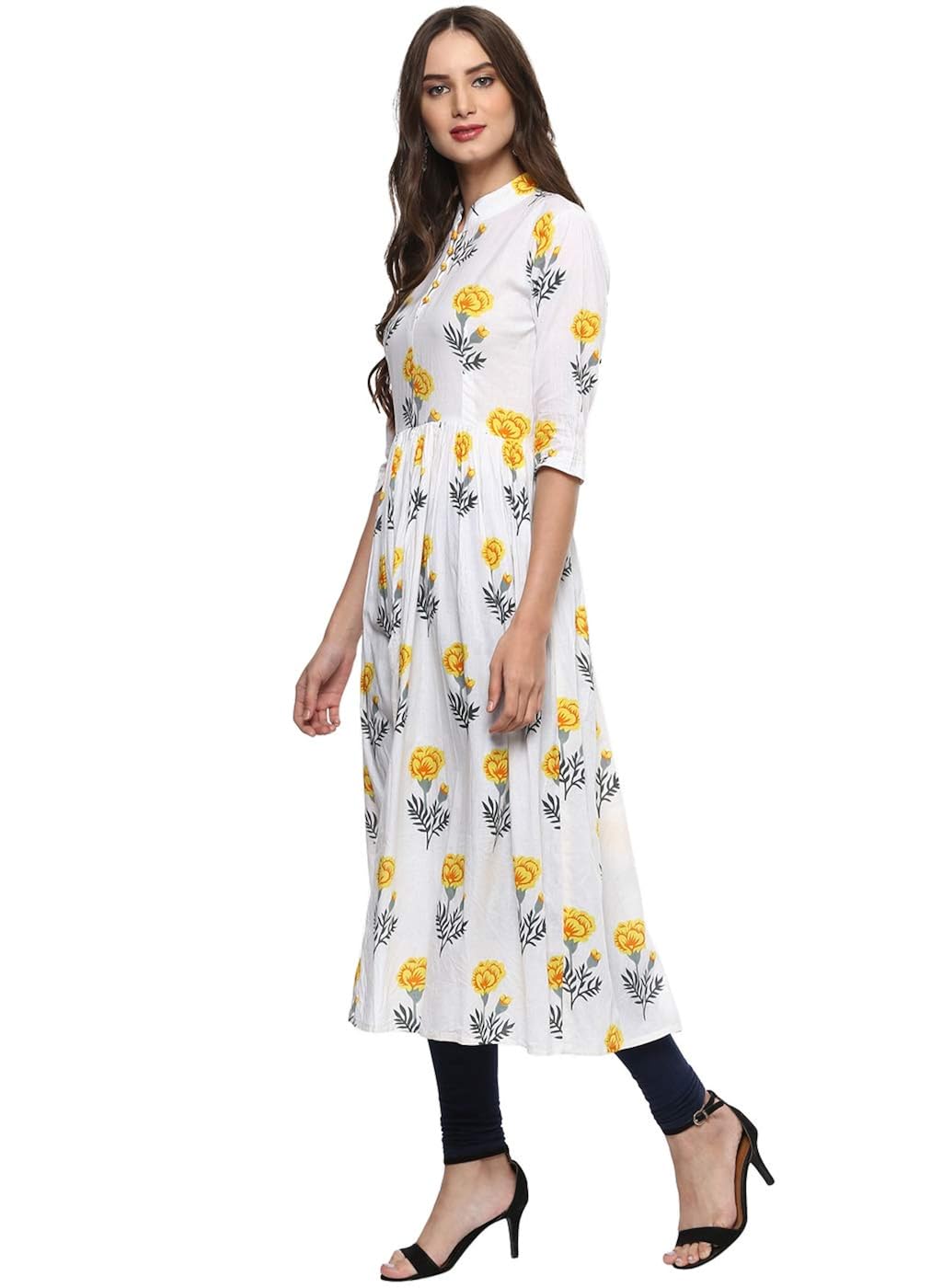 aahwan white poly rayon kurti leggings set for women (ac-1006)