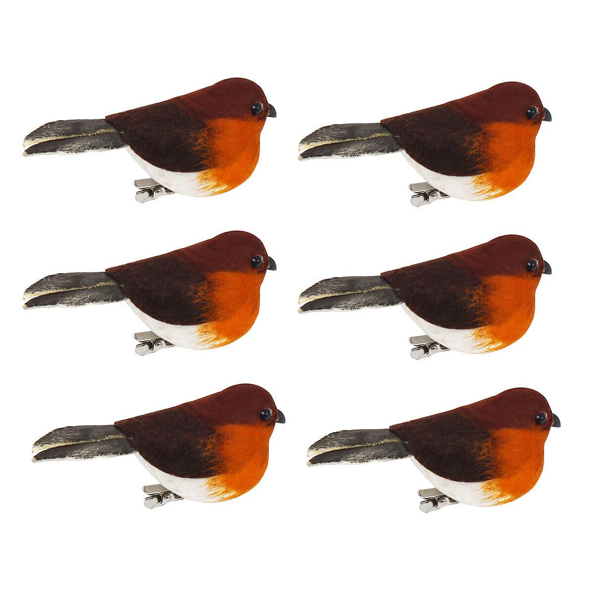 6x/12x Clip On Christmas Robins Cute Festive Xmas Tree Bird Decoration Ornament (6pcs, 10 * 4 * 3cm)