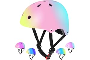 TCCVANAS Kids Bike Helmet,Color Gradient Adjustable Helmet for Youth Girls Boys Multi-Sports Skateboard Inline Skating Scooter Cycling, 3-8-12-15 Years…