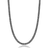 Jewlpire Silver/Black/Gold Chain for Men, Cuban Link Chain Necklace for Men Women, 4mm/6mm Mens Necklace 18K Gold Plated/316L Stainless Steel Mens Chains Necklaces 18/20/22/24/26 Inch