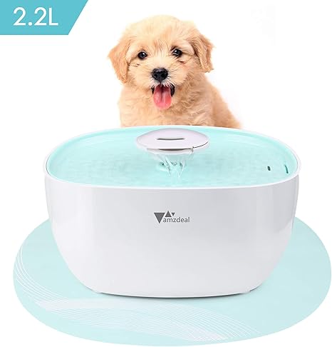 Amzdeal Fontaine à Eau Pour Chat Et Chien 22l Fontaine à Fleur Pour Chat Automatique électrique Silencieuse Avec Filtre à Charbon Actif Et Tapis En