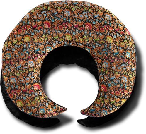 Candi Andi - Neck Pillow Moon Wrap - Travel Support Pillow - Dual Sided - Satin Brocade &amp; Crushed Velvet - Lavender Scented - Jewel - TMWL-JW