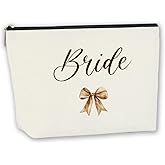 CHQIUCR Elegant Wedding Makeup Bag - Bride Gift Set, Bridal Shower Present for Her, Bachelorette Party Keepsake - Cosmetic Organizer Ladies Friend Fiance