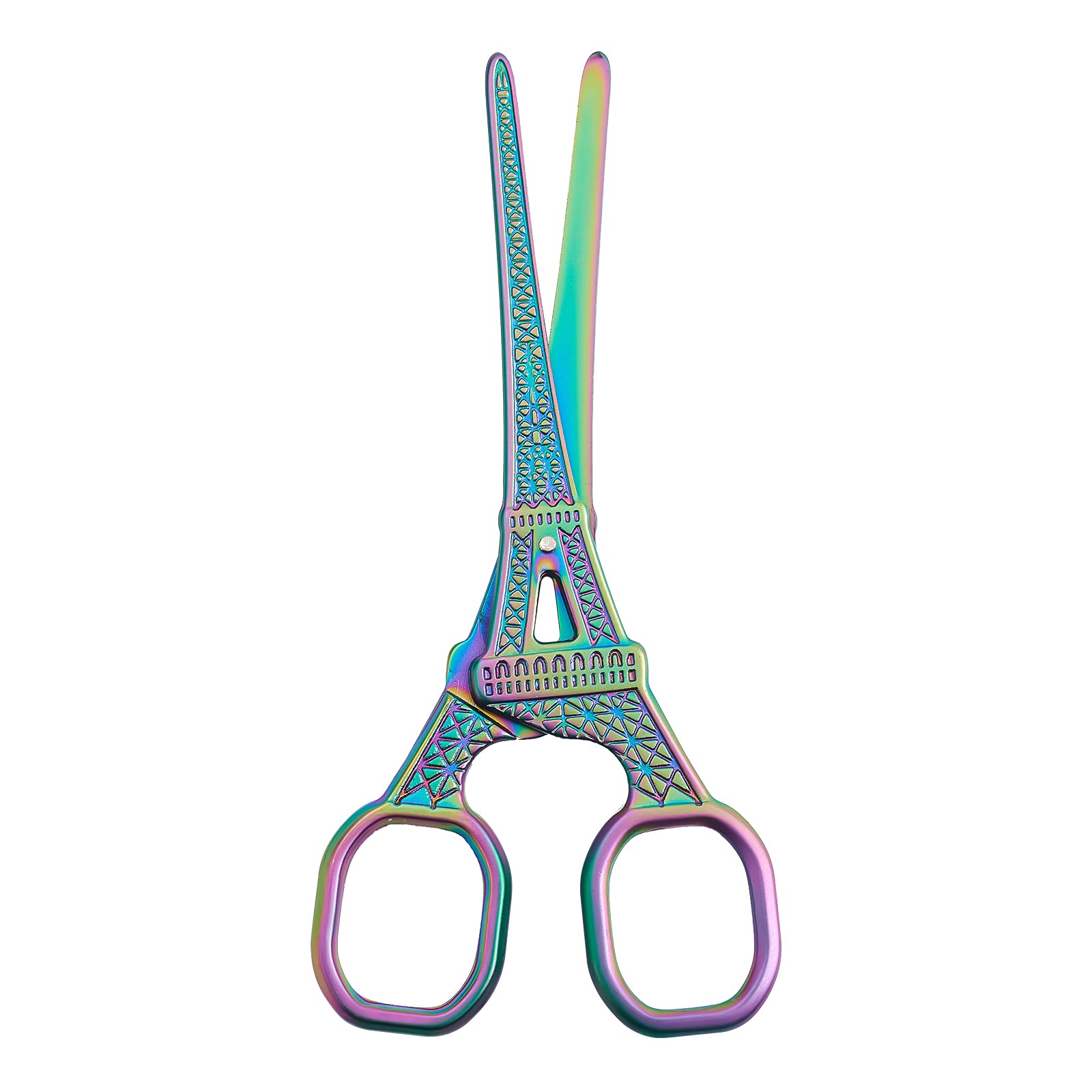 SUNNYCLUE 5.5Inch Embroidery Sewing Scissors Vintage Stainless Steel European Eiffel Tower Scissors for Fabric & Paper Cutting Craft Threading Household Daily Use Cross-Stitch, Rainbow Color