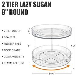 FIVOF Lazy Susan Round Plastic Clear Rotating