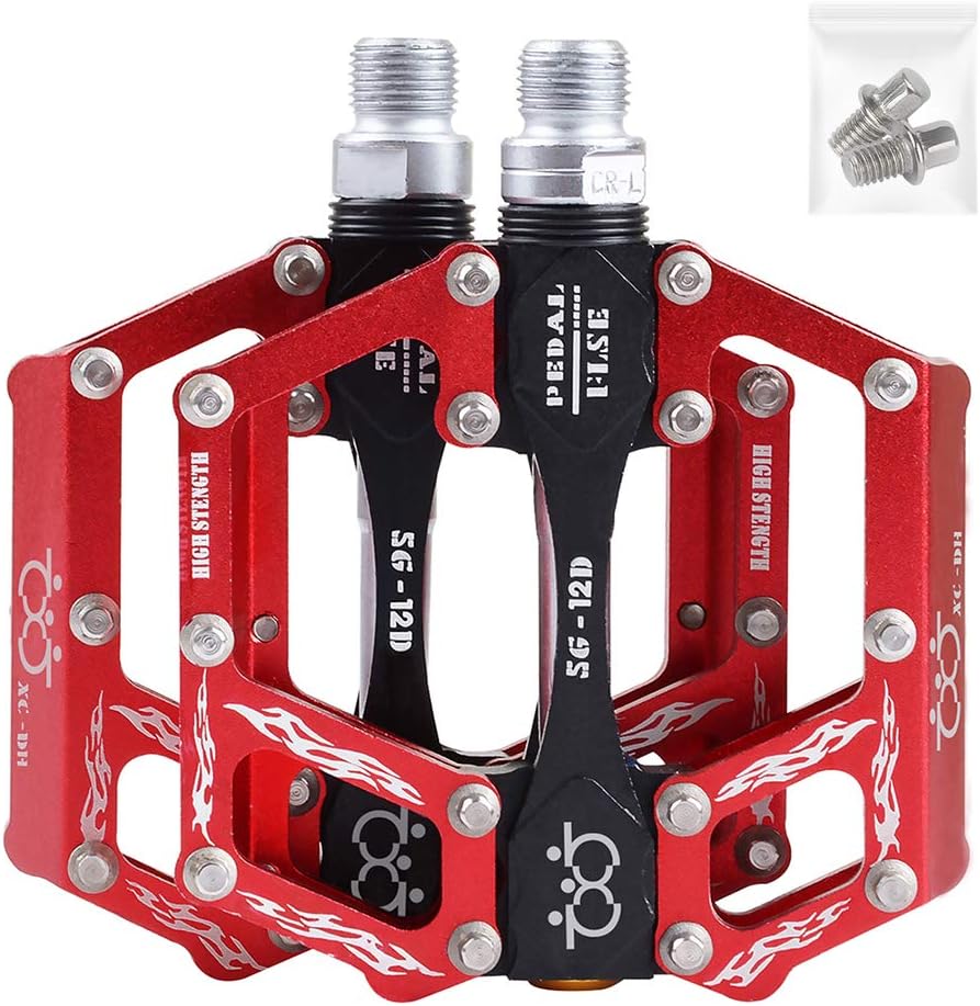 SPFASZEIV Bicycle Bike Pedals, Aluminium Cycling Bike Pedals with Sealed Bearing Flat Pedals for Road/Mountain/MTB/BMX Bike with Anti-slip Cycling Bike Pedal for 9/16 inch