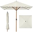 Best Choice Products 9ft Deep Square Solar Powered LED Lighted Patio Umbrella w/Faux Wood Texture, UV-Resistant Fabric, Hand Crank