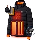 iHood Men's Heated Jacket With 12V Battery Pack-Insulated Lightweight Hooded Hand-Heating Electric Heated Puffer Jacket