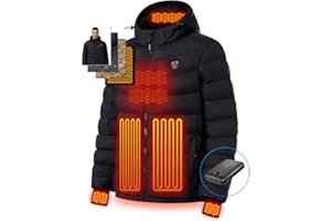 iHood Men's Heated Jacket With 12V Battery Pack-Insulated Lightweight Hooded Hand-Heating Electric Heated Puffer Jacket