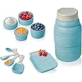 Vintage Mason Jar Ceramic Kitchenware Set by Comfify - Multi-Piece Kitchen Ceramic Decor Set w/ 4 Measuring Cups, 4 Measuring Spoons and Spoon Rest - Attractive Vintage Style, in Aqua Blue/Teal