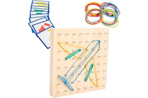 Kisangel Wooden Geoboard Educational for Pattern Cards Creative Montessori Mathematics Learning Tool Safe to
