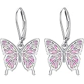 Butterfly Earrings for Women 925 Sterling Silver Butterfly Dangle Drop Earrings Animal Earrings Butterfly Jewelry Gifts for Women