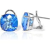 Galaxy Gold GG 14k White Gold 7.2ctw Genuine Blue Topaz French Clip Earrings