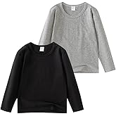 Juephe 2 Pack Cotton Long Sleeve Tee Shirts Basic Crewneck T-Shirts for Boys/Girls/Toddlers Long-Sleeve T-Shirts