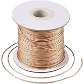 Cheriswelry 85 Yards 1mm Korean Waxed Polyester Cord Beading String Threads Knotting Braiding Round Cord Ropes Crafting Cord Wire Dark Goldenrod for DIY Bracelet Macrame Necklace Jewelry Making