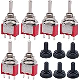 Twidec/6Pcs Mini Momentary Toggle Switch SPDT 3 Position 3 Pins (0N)-Off-(ON) Miniature Toggle Switch AC 5A/125V 2A/250V Car