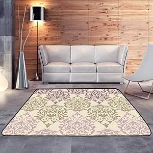 Alfombra de Cocina Antideslizante, Lavable, Color Morado, marrón y Rosa