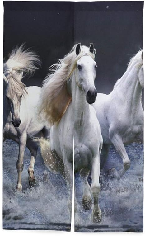 Amazon 暴走する馬 のれん おしゃれ 目隠し 暖簾 ロング 遮光 のれん 玄関 キッチン リビング 飲食店 出入り口 幅86cm X 丈143cm のれん オンライン通販