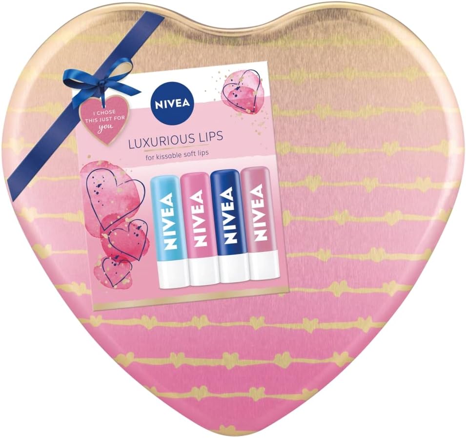 NIVEA Luxurious Lips Gift Set 4 Piece Pack - Hydration & Shine