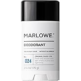 MARLOWE. No. 024 Mens Deodorant 2.5 oz, Natural Deodorant for Men, Aluminum Free Stick, Made with Coconut Oil, Shea Butter & Jojoba, Only No-Nonsense Ingredients, Sage & Fir Scent