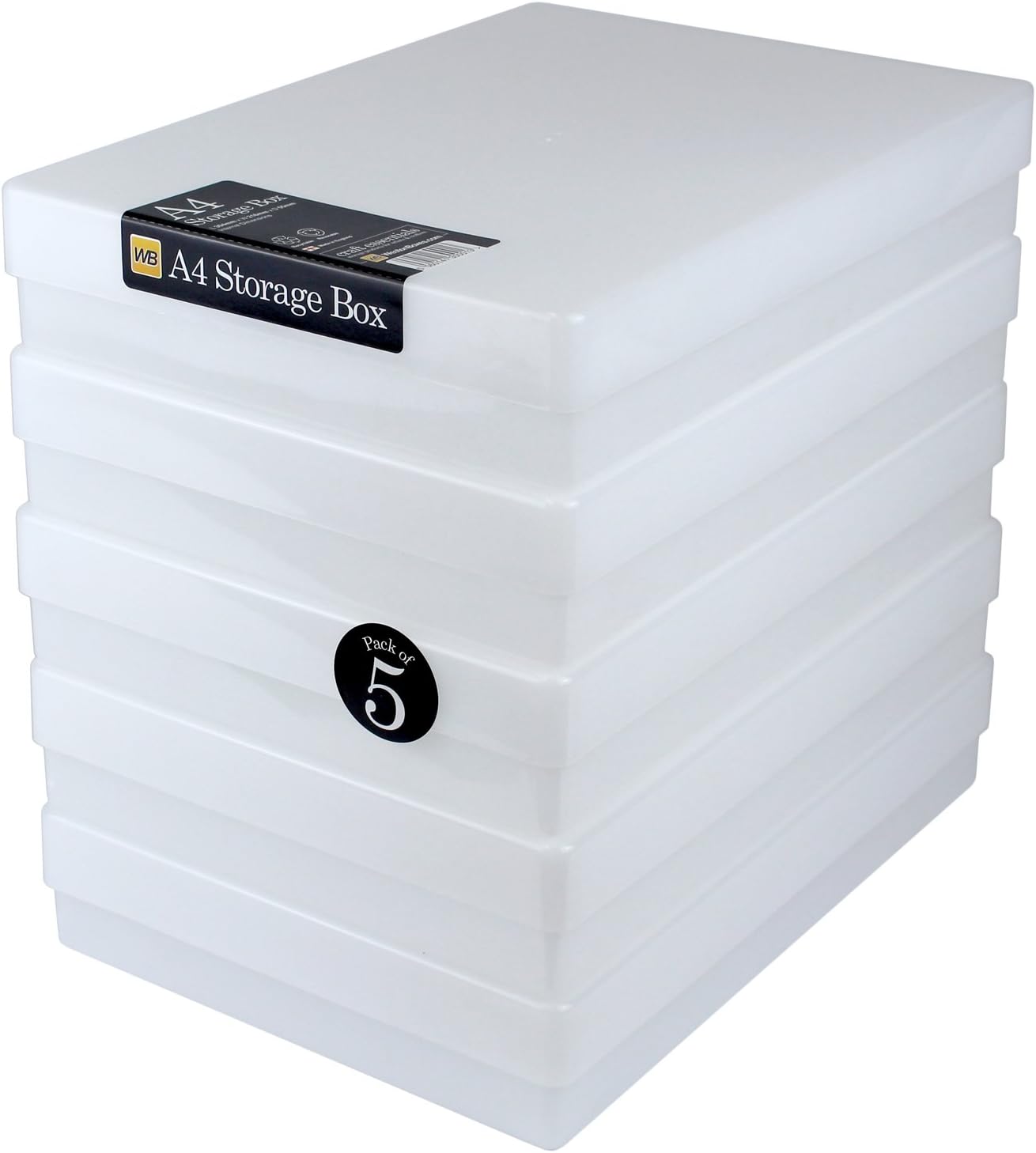 WestonBoxes A4 Opaque and Impact Resistant Craft Storage Boxes with Lids for Art Supplies Paper and Card