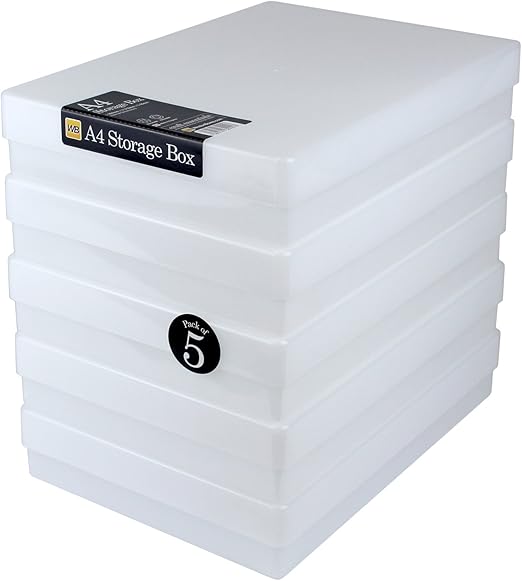 WestonBoxes A4 Plastic Craft Storage Boxes for Art Supplies, Paper and